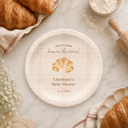 Plato De Papel Chica Croissant con un Bebé en el Horno Fiesta de