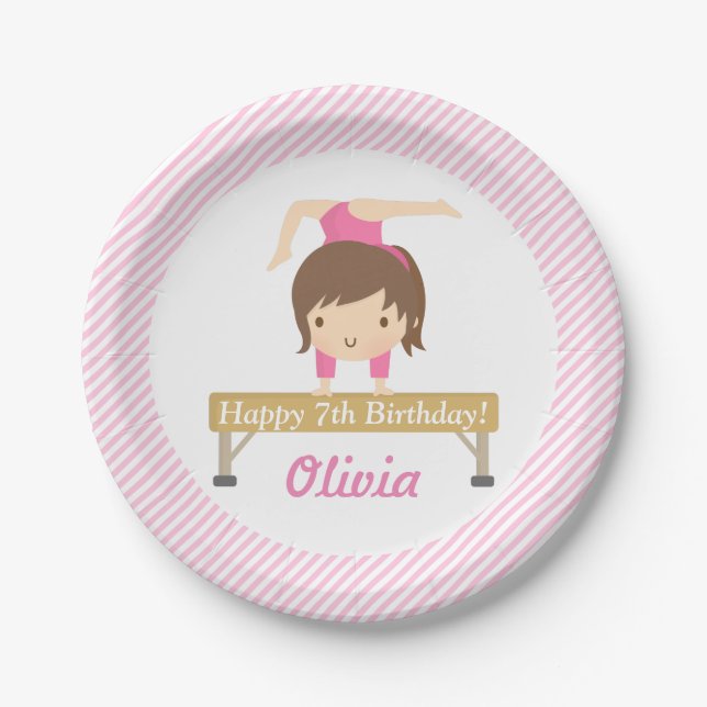 Plato De Papel Chica Cute Gimnasia Niños Suministros de Fiesta de (Anverso)