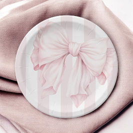 Plato De Papel Chica Cute Pink Coquette Bow Baby Shower