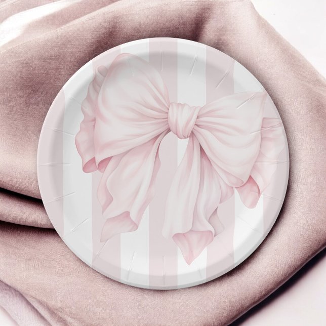 Plato De Papel Chica Cute Pink Coquette Bow Baby Shower (Subido por el creador)