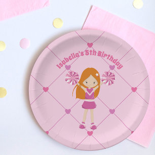 Plato De Papel Chica de animadores Redhead Cute Kids Fiesta de cu