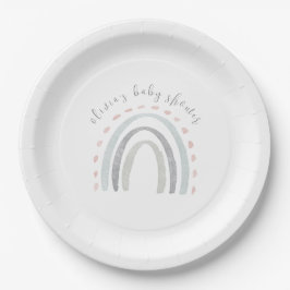 Plato De Papel Chica de arcoiris simple lindo Boho Baby Shower