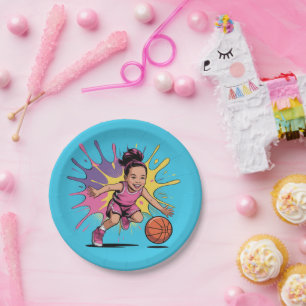 Plato De Papel Chica de arte pop Baloncesto Cumpleaños Bash
