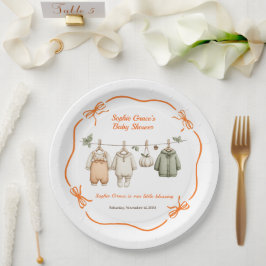 Plato De Papel Chica de Baby Shower de Acción de Gracias | Cozy C