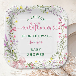 Plato De Papel Chica de Baby Shower Wildflower Pink