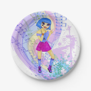 Plato De Papel Chica de baile del animado del manga del modelo de