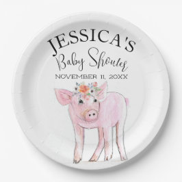 Plato De Papel Chica de Boho de Baby Shower de color de agua de c