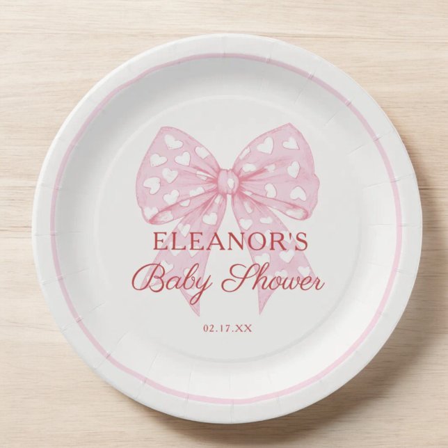 Plato De Papel Chica de Bow Rosado (Subido por el creador)