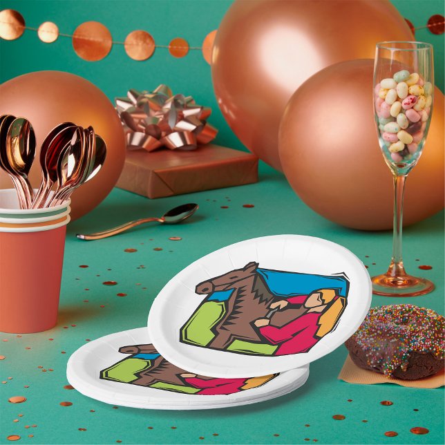 Plato De Papel Chica De Caballos Y Granjas (Subido por el creador)