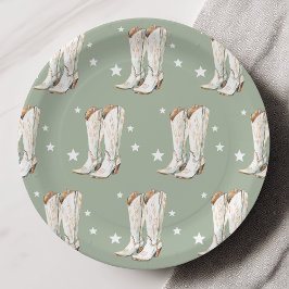 Plato De Papel Chica de campo occidental bota fiesta de cumpleaño