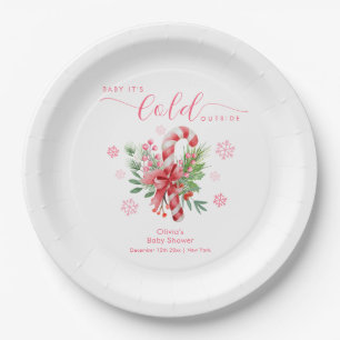 Plato De Papel Chica de caramelo festivo copo de nieve rosa Fiest