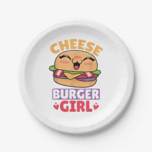 Plato De Papel Chica de Cheeseburger, Mujeres Hamburguesas y Chee