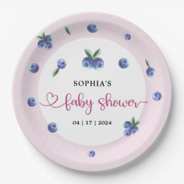 Plato De Papel Chica de color dulce de arándano azul Baby Shower