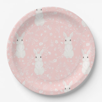 Plato De Papel Chica de conejito rosa
