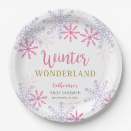 Plato De Papel Chica de copos de nieve Baby Shower de invierno ro