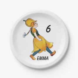 Plato De Papel Chica de cumpleaños florido tulipán amarillo con f