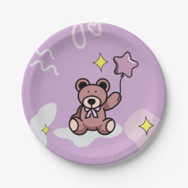 Plato De Papel Chica de cumpleaños Teddy Bear
