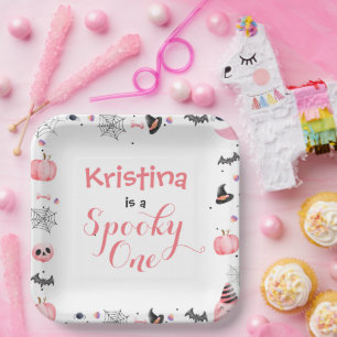 Plato De Papel Chica de fiesta de cumpleaños de Halloween fantasm
