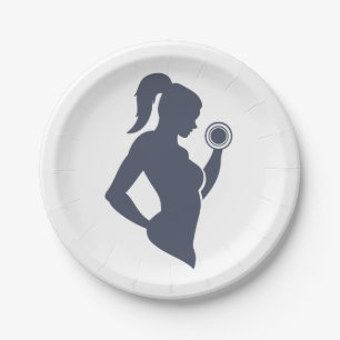 Plato De Papel chica de fitness levantando timbre