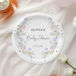 Plato De Papel Chica de Flor Silvestre Rosa Morada