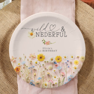 Plato De Papel Chica de Flores Silvestres 1er cumpleaños