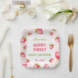 Plato De Papel Chica de fresa Baby Shower