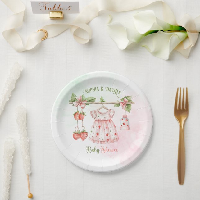 Plato De Papel Chica de fresa Berry Baby Shower (Boda)
