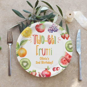 Plato De Papel Chica de fruta de dos tti fiesta de segundo cumple