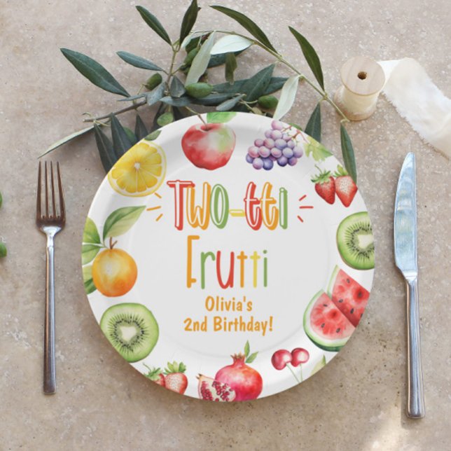 Plato De Papel Chica de fruta de dos tti fiesta de segundo cumple (Subido por el creador)