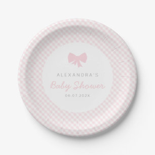 Plato De Papel Chica de gingham rosa