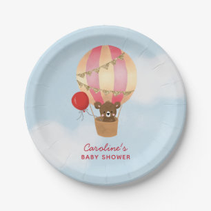 Plato De Papel Chica de globo aerostático mate Baby Shower