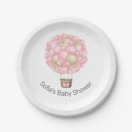 Plato De Papel Chica de globo aerostático rosa Baby Shower