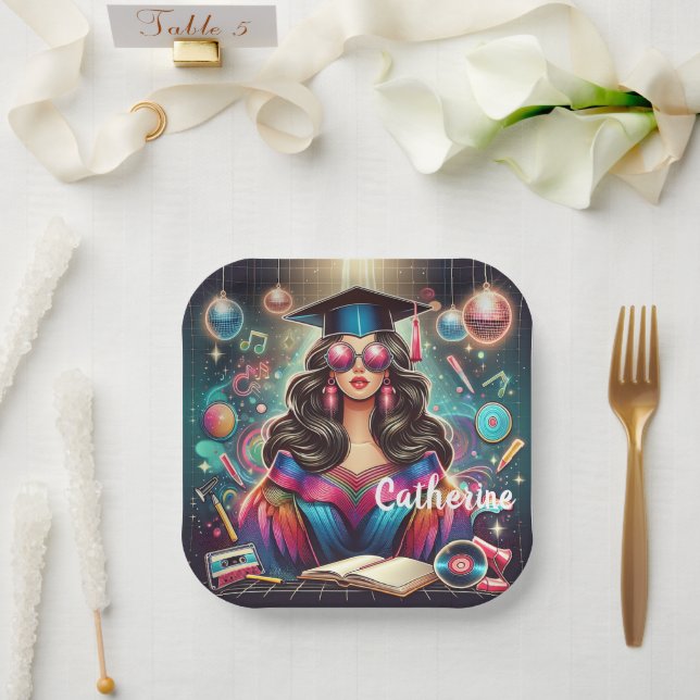 Plato De Papel Chica de graduación de Guay Personalizado Fiesta D (Boda)