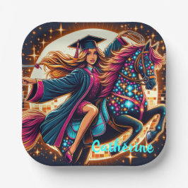 Plato De Papel Chica De Graduación En Personalizado De Caballos A