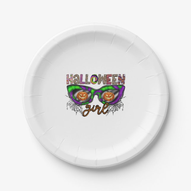 Plato De Papel Chica de Halloween (Anverso)