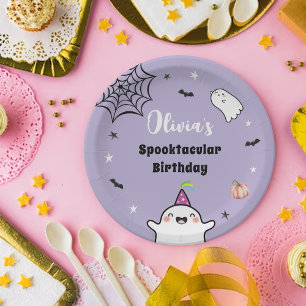 Plato De Papel Chica de Halloween Cumpleaños Morple Cute Fantasma