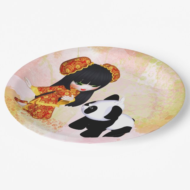 Plato De Papel Chica de Kawaii China (Angular)