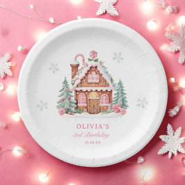 Plato De Papel Chica de la casa Gingerbread Primer Fiesta de Cump