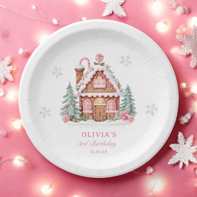 Plato De Papel Chica de la casa Gingerbread Primer Fiesta de Cump (Subido por el creador)