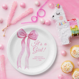 Plato De Papel Chica de la ducha de bebé Arco Rosa