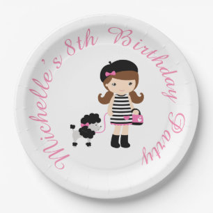 Plato De Papel Chica de la Torre Eiffel de París