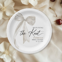 Plato De Papel Chica de lazo blanco se casa: Desayuno de novia