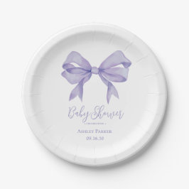 Plato De Papel Chica de lazo morado Baby Shower