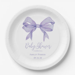 Plato De Papel Chica de lazo morado Baby Shower