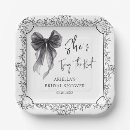 Plato De Papel Chica de lazo negro se casa Desayuno nupcial