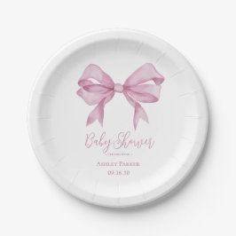 Plato De Papel Chica de lazo rosa Baby Shower