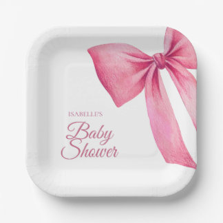 Plato De Papel Chica de lazo rosa Baby Shower