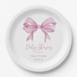 Plato De Papel Chica de lazo rosa Baby Shower