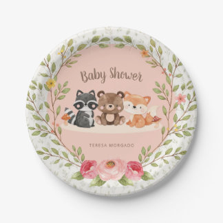 Plato De Papel Chica de los animales de bosque de Woodland Baby S