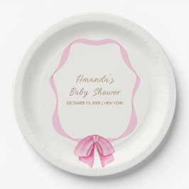 Plato De Papel Chica de marco de barrido rosado Baby Shower